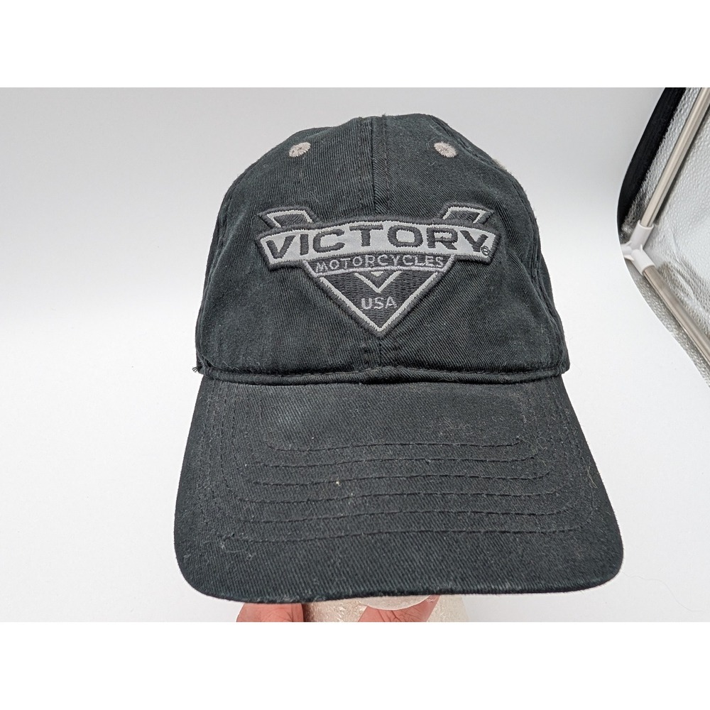 Victory Motorcycles USA Black Cotton Embroidered Baseball Cap Hat Adjustable